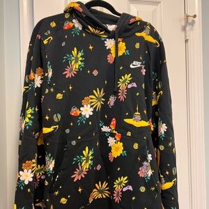 Nike Black Hoodie with Colorful Floral Graphics
